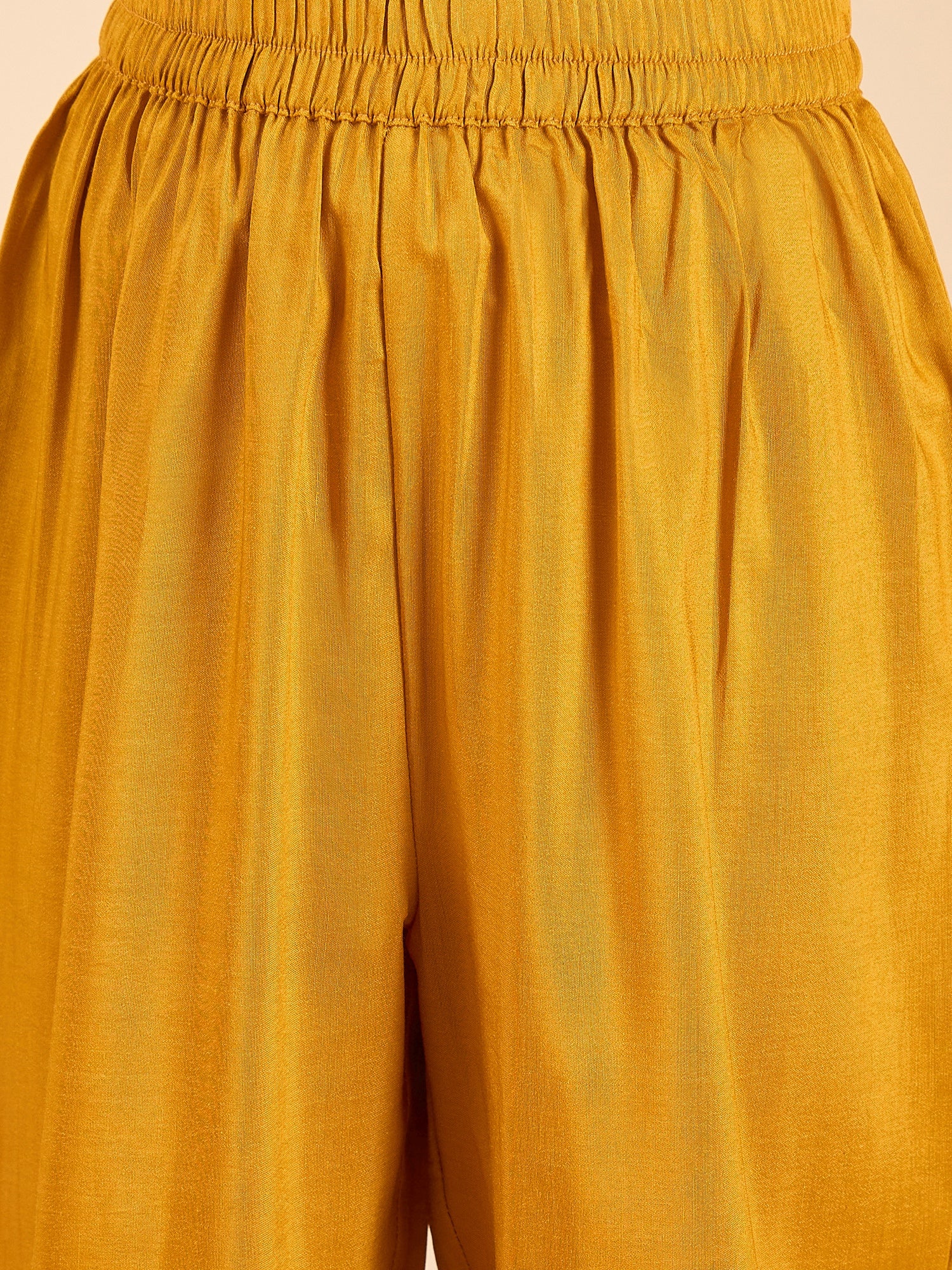 Girls Full Length All over Print Kurti Set - Yellow