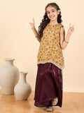Girls Above Knee All over Print Kurti Set - Yellow