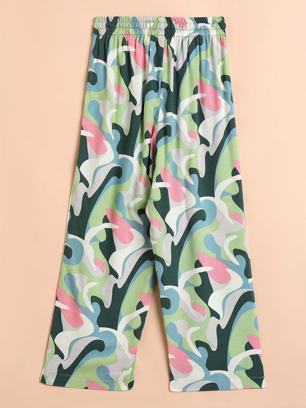 Girls Ankle Length All over Print Top With Pants - Green