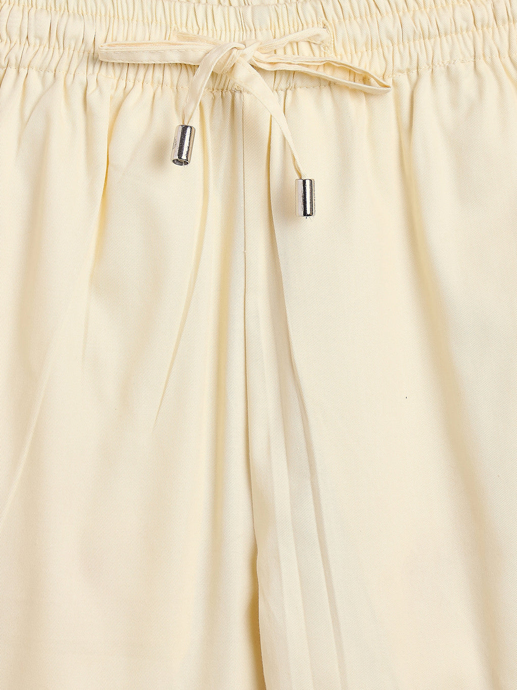 Girls High Hips Solid Top With Pants - Yellow