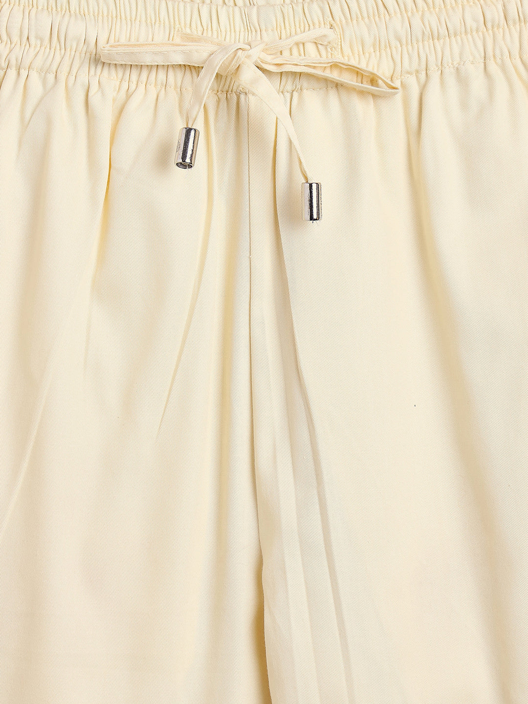 Girls High Hips Solid Top With Pants - Yellow