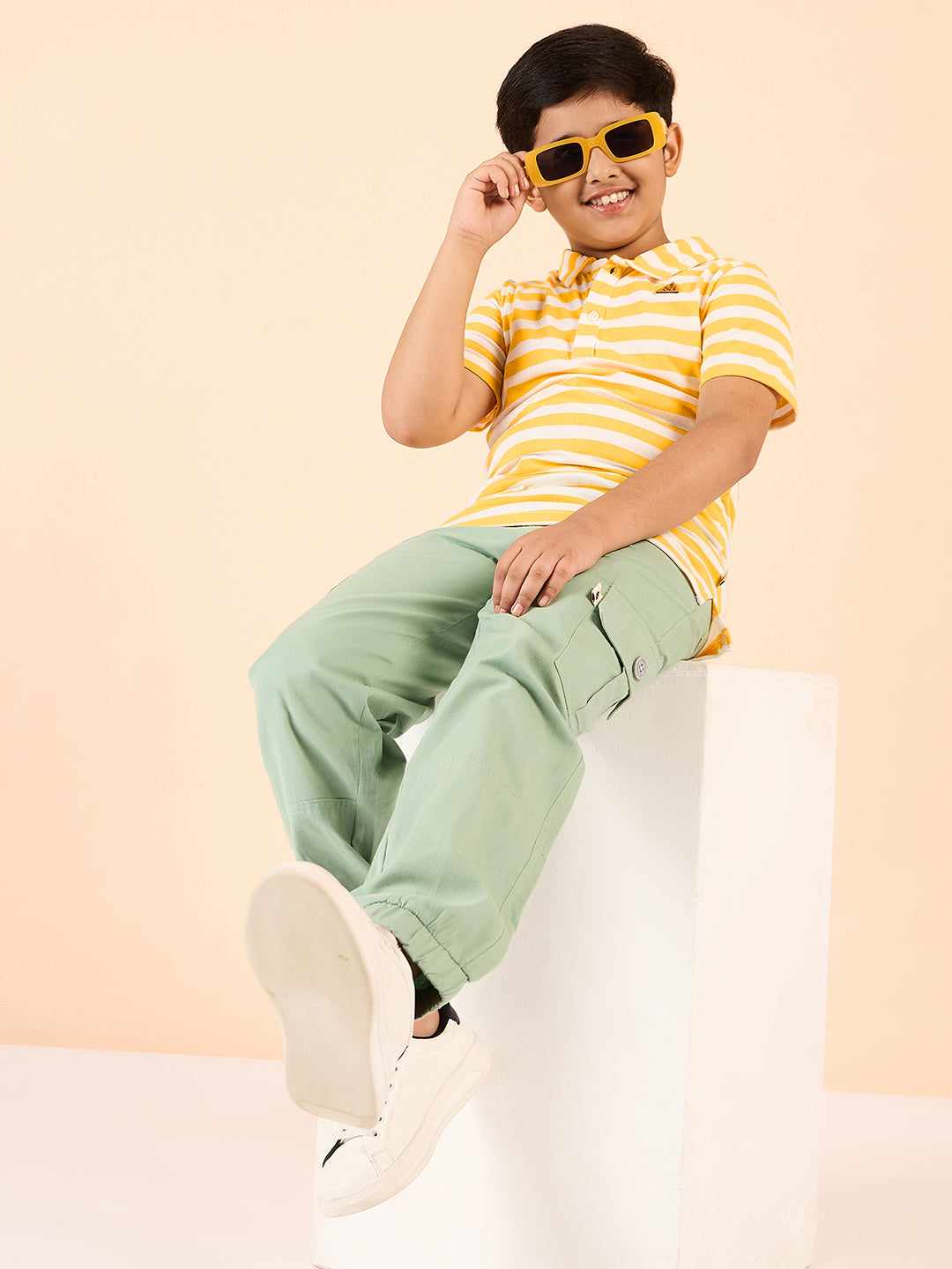 Boys Waist Length Printed T-shirt - Yellow