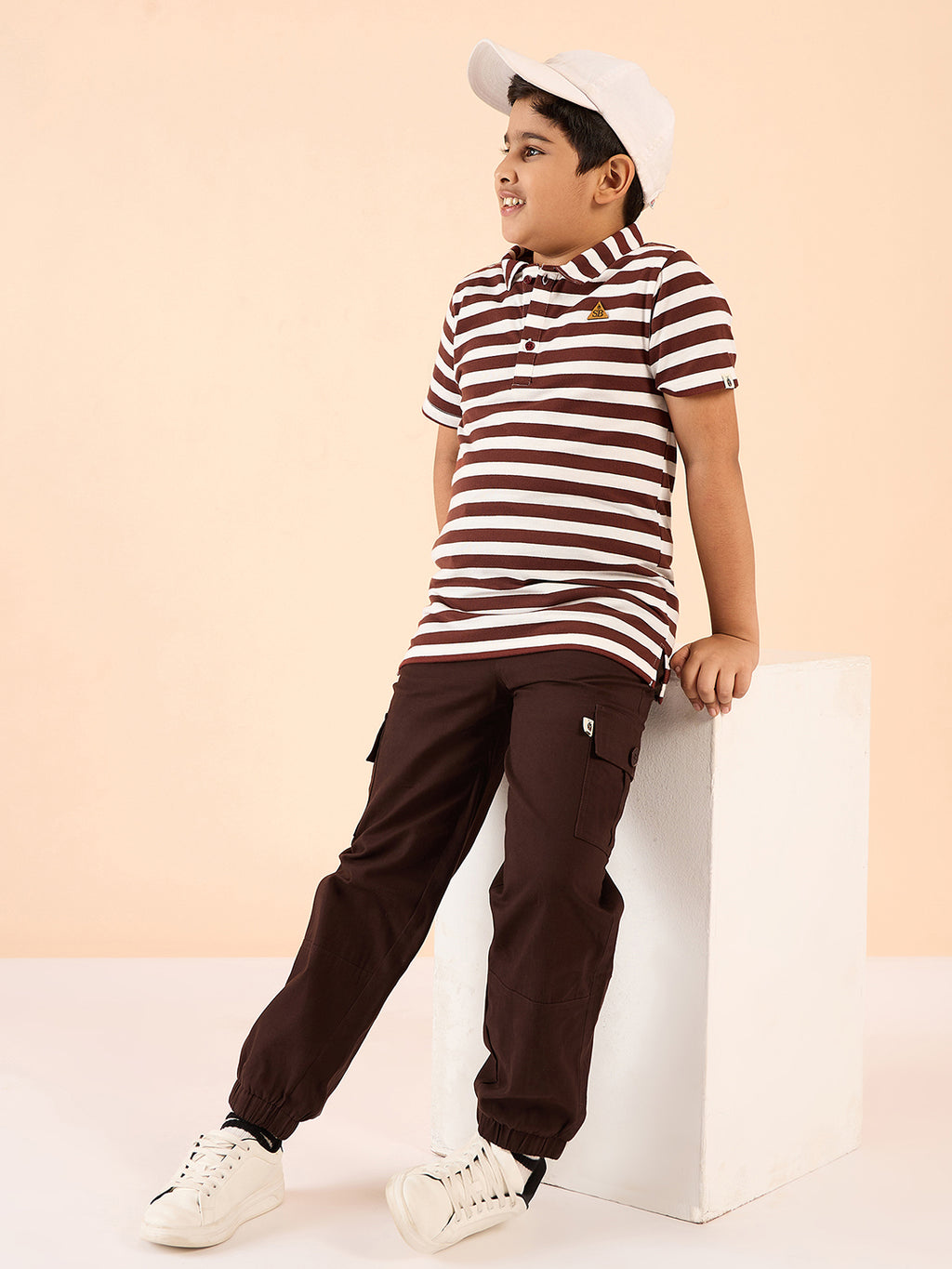 Boys Waist Length Printed T-shirt - Brown