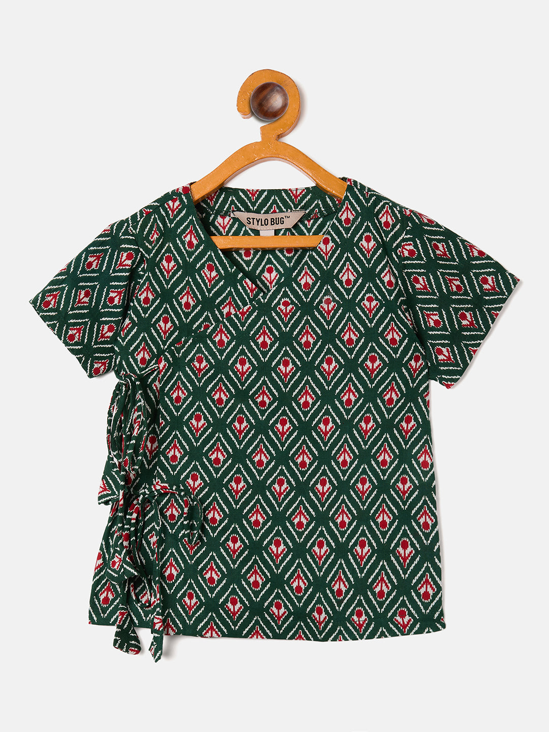 Boys Waist Length All over Print Kurta Set - Green