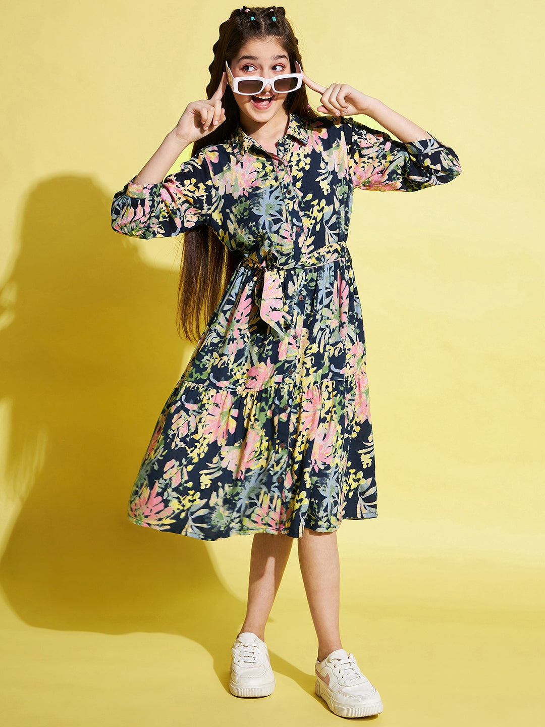 Girls knee length Dress - Black