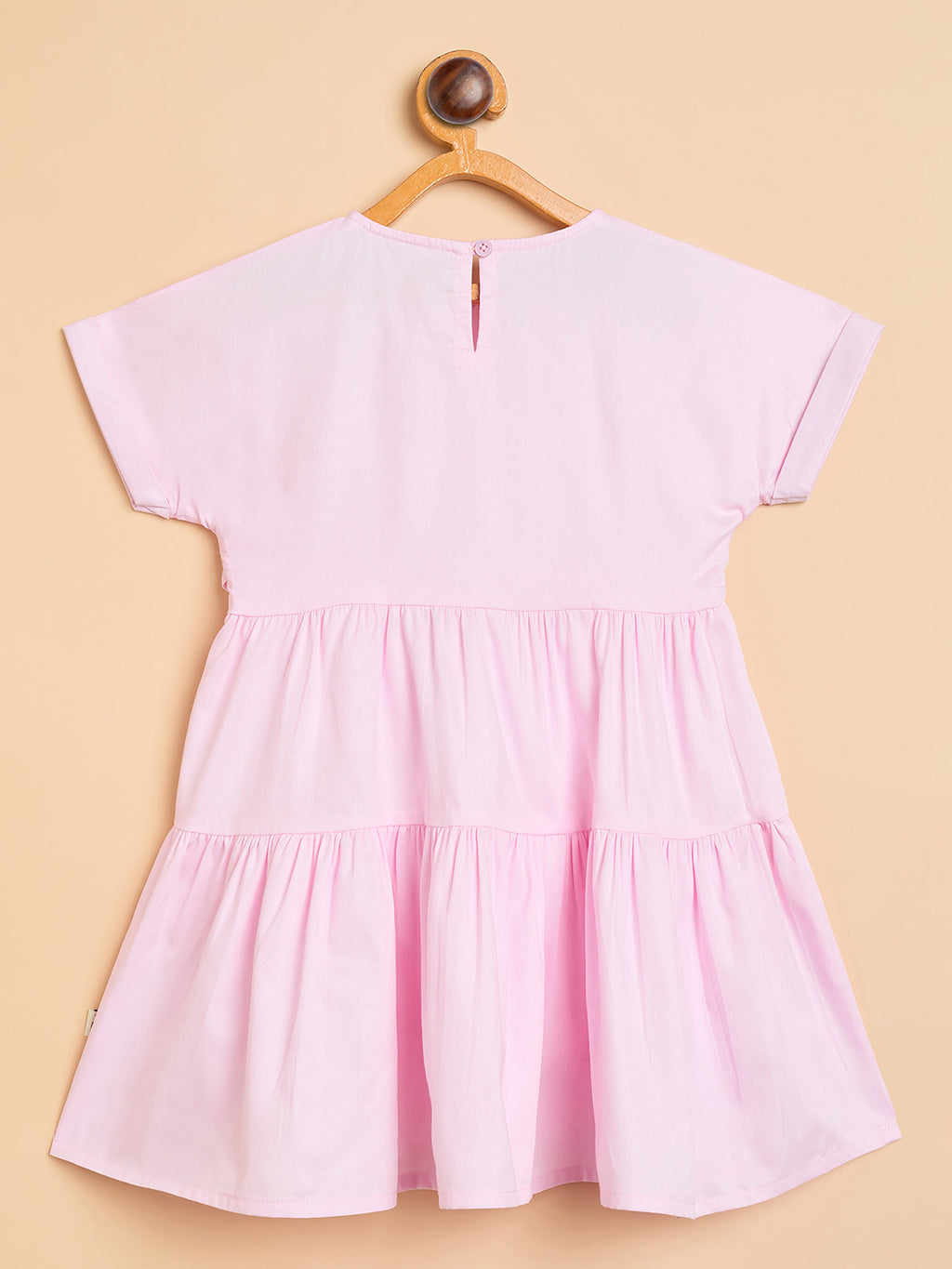 Girls Knee Length Solid Dress - Pink