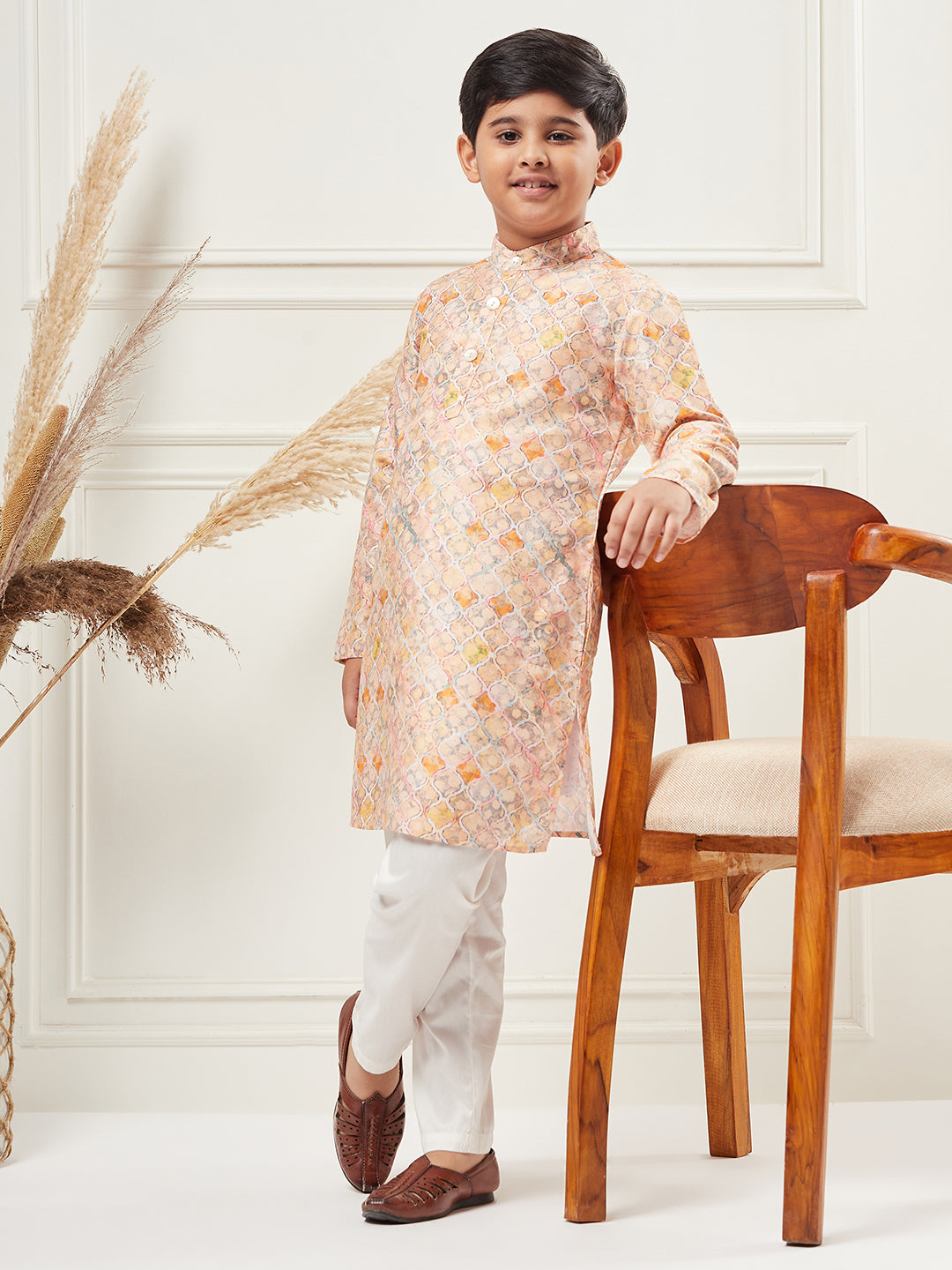 Boys Above Knee Printed Kurta Set - Multi