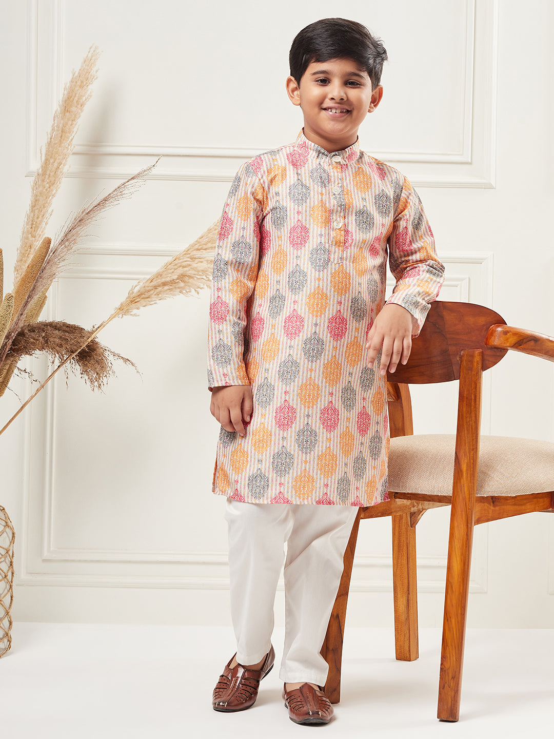 Boys Above Knee All over print Kurta Set - Multi