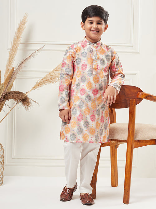 Boys Above Knee All over print Kurta Set - Multi