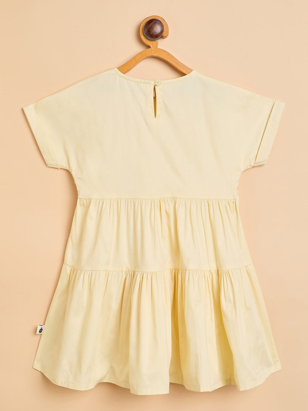 Girls Knee Length Solid Dress - Yellow