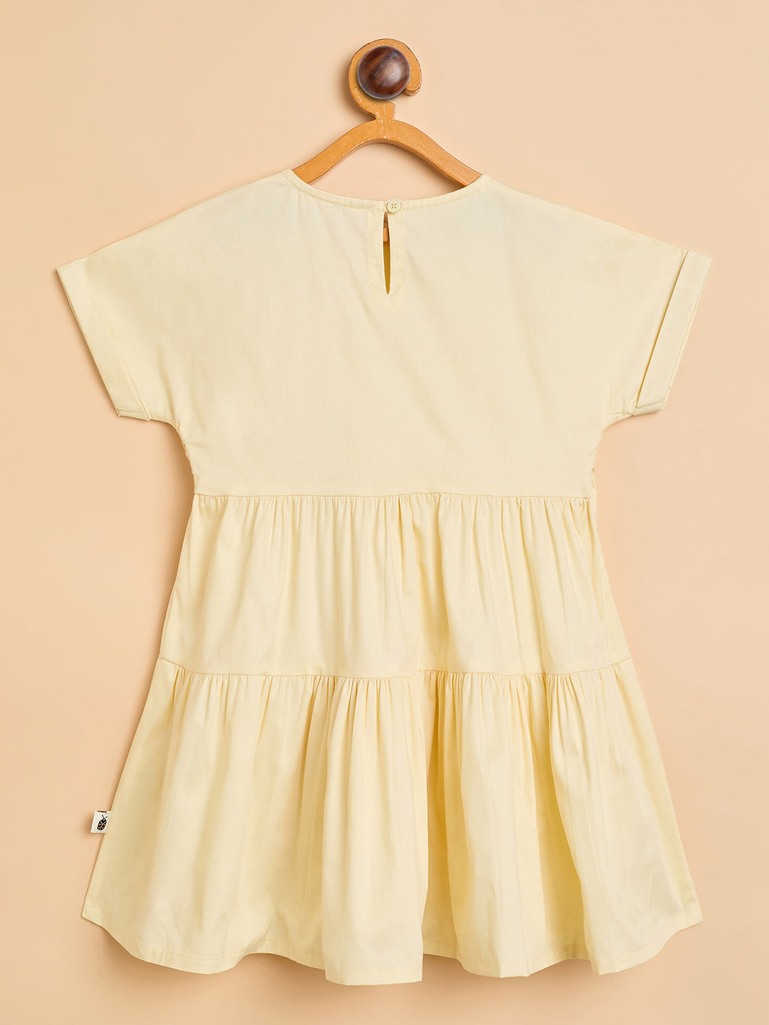 Girls Knee Length Solid Dress - Yellow