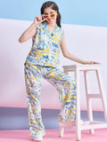 Girls Ankle Length Abstract Print Top With Pants - Multi