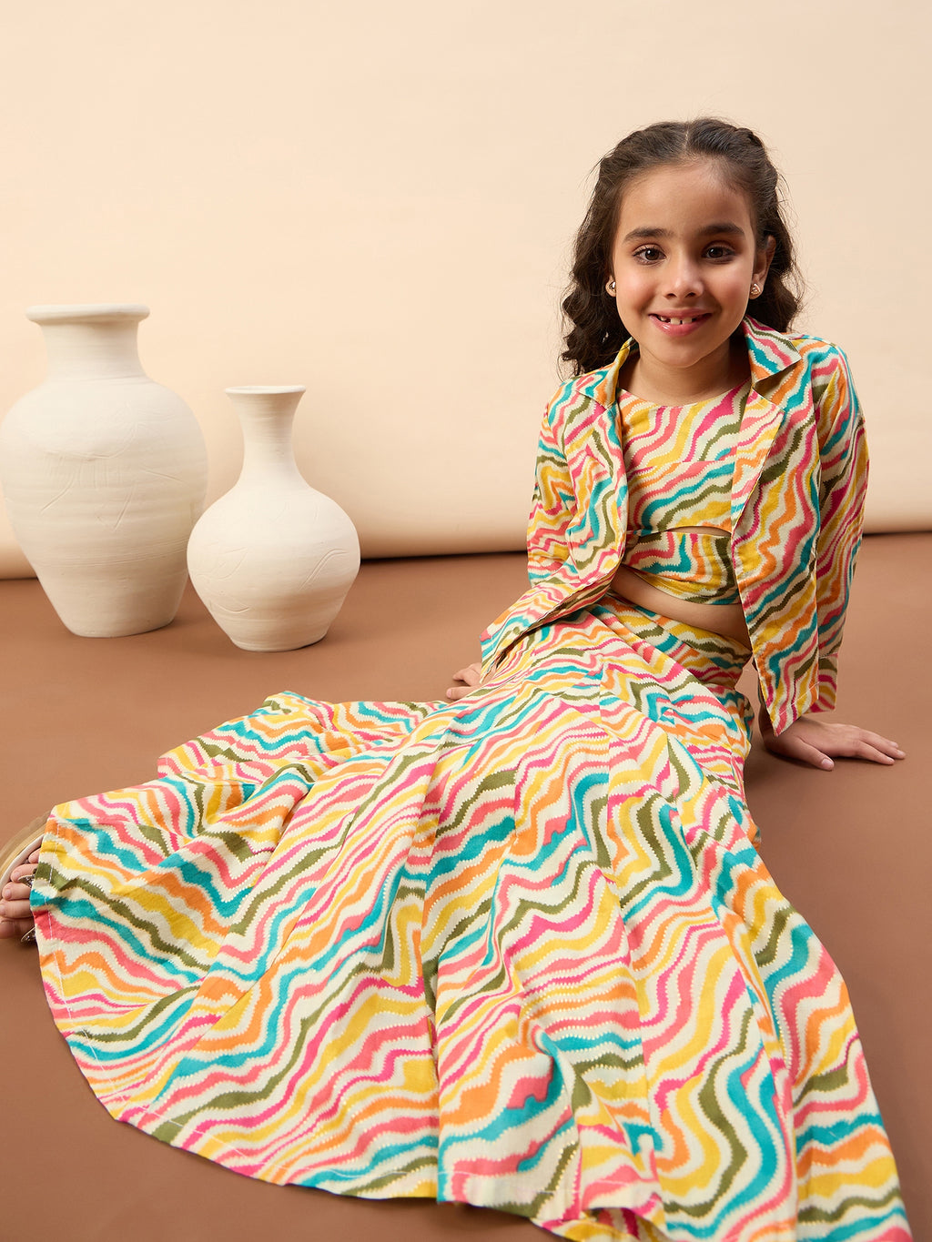 Girls Ankle Length Printed Lehenga Choli - Multi