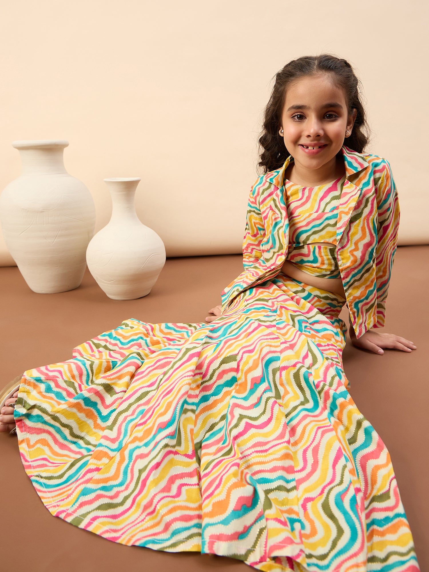 Girls Ankle Length Printed Lehenga Choli - Multi