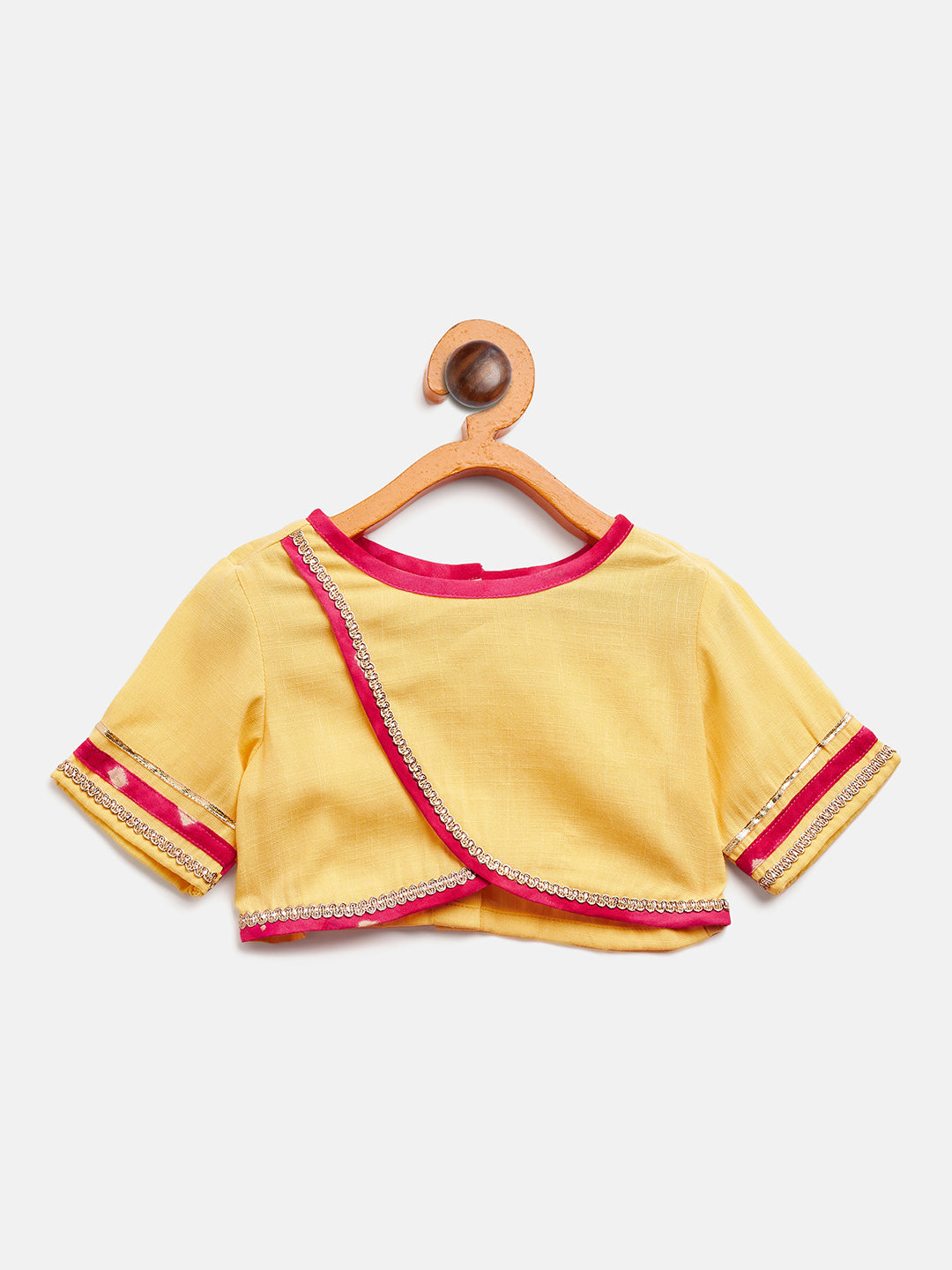 Girls Waist Length Printed Lehenga Choli - Yellow