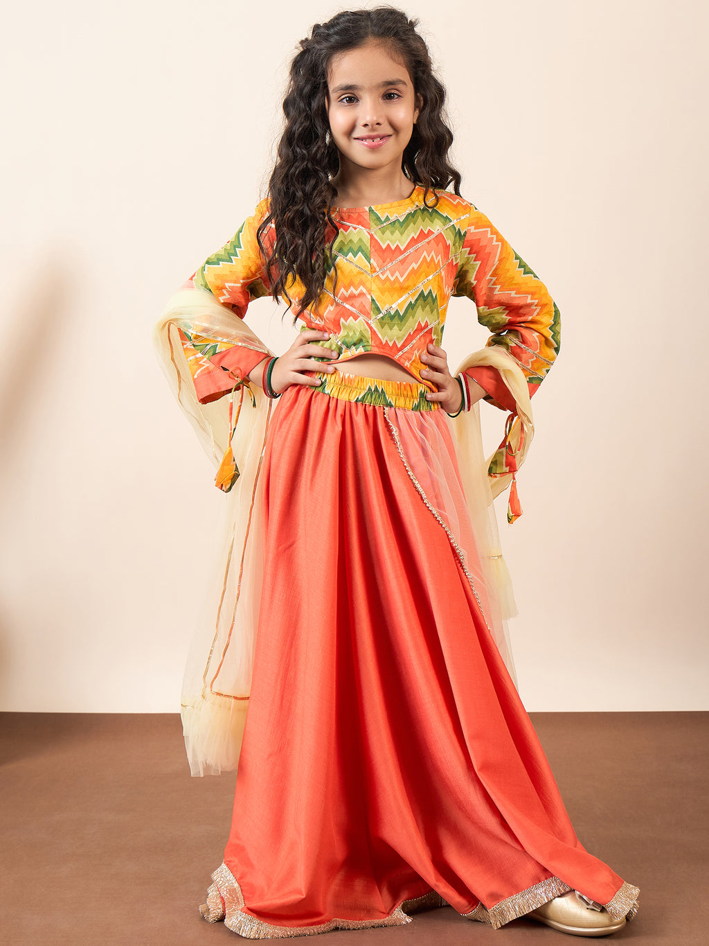 Girls Ankle Length Printed Lehenga Choli - Multi