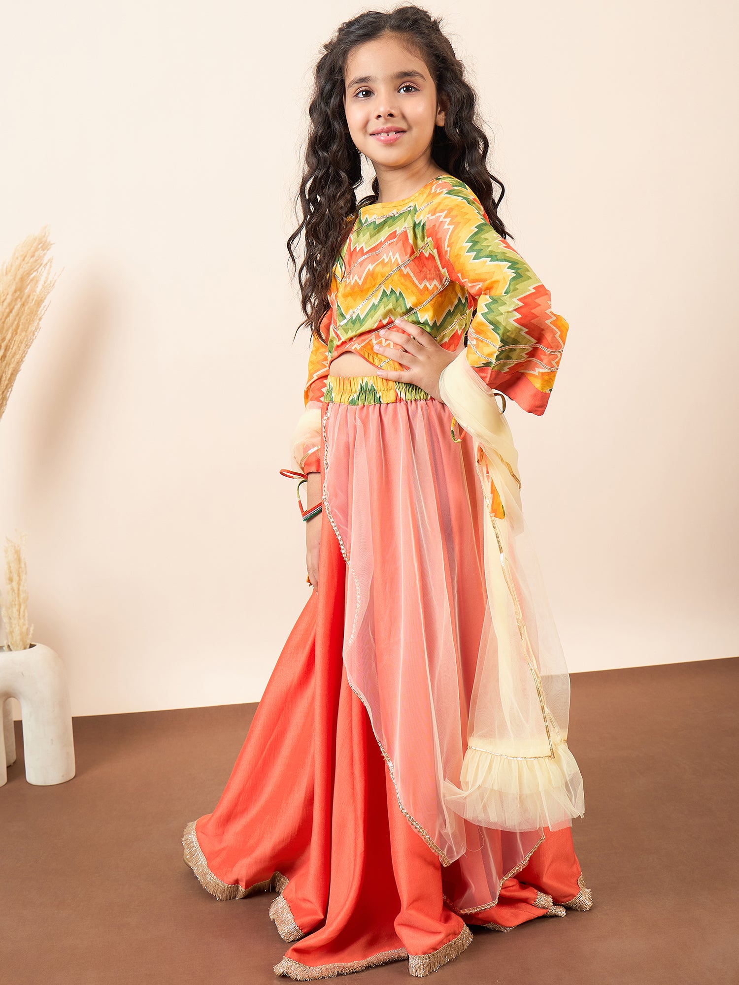 Girls Ankle Length Printed Lehenga Choli - Multi