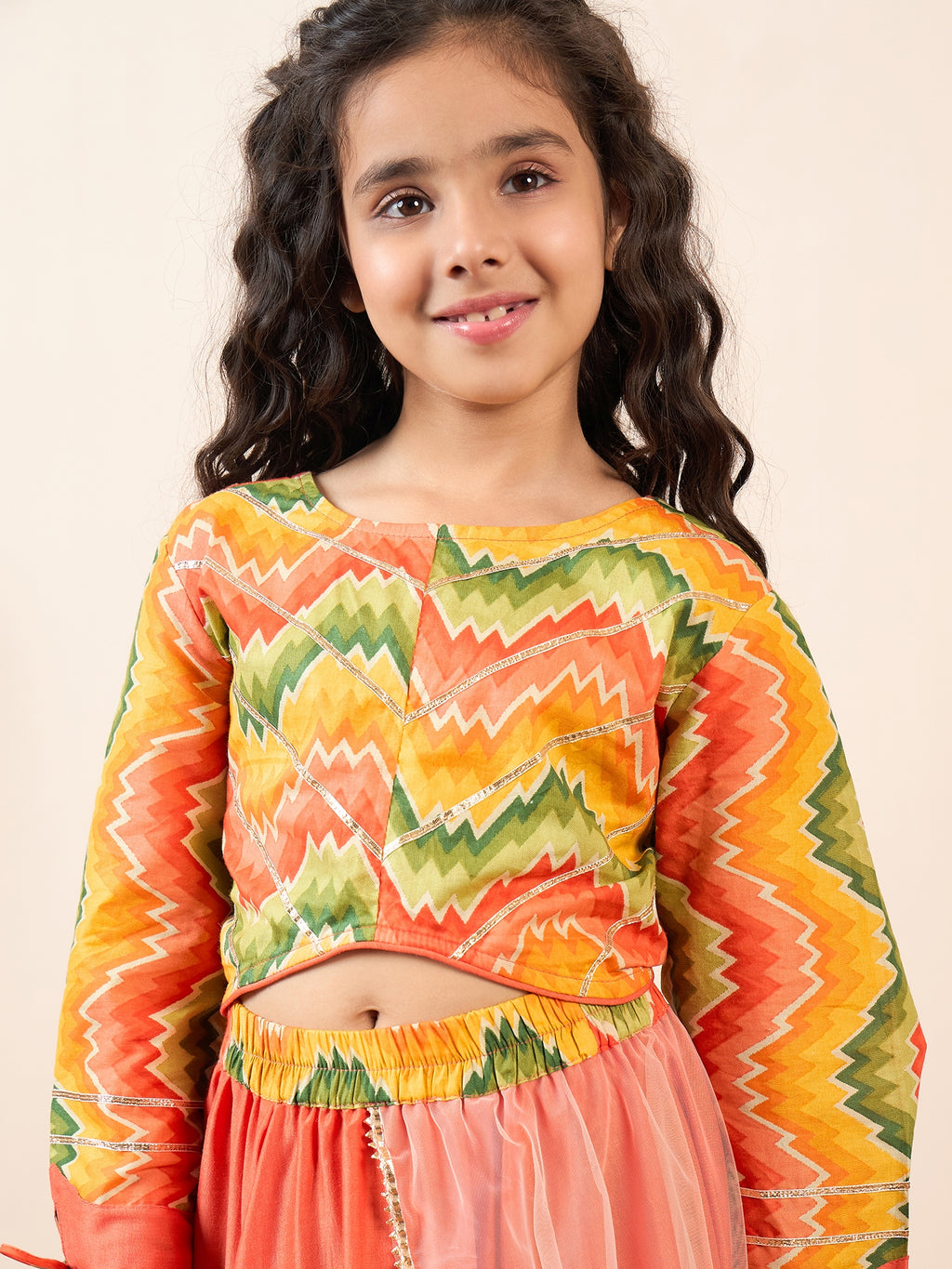 Girls Ankle Length Printed Lehenga Choli - Multi