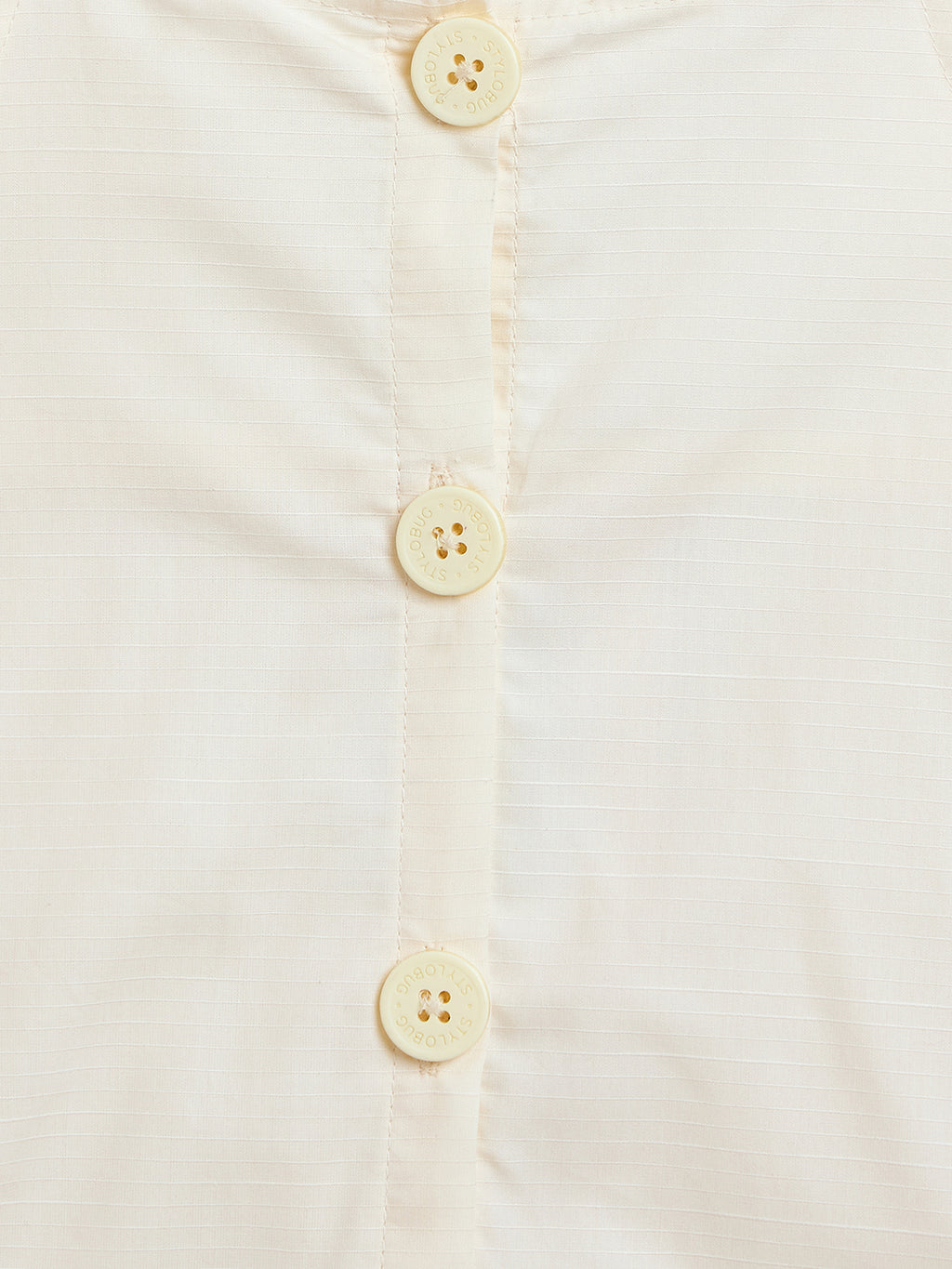 Girls Knee Length Solid Dress - Off-White