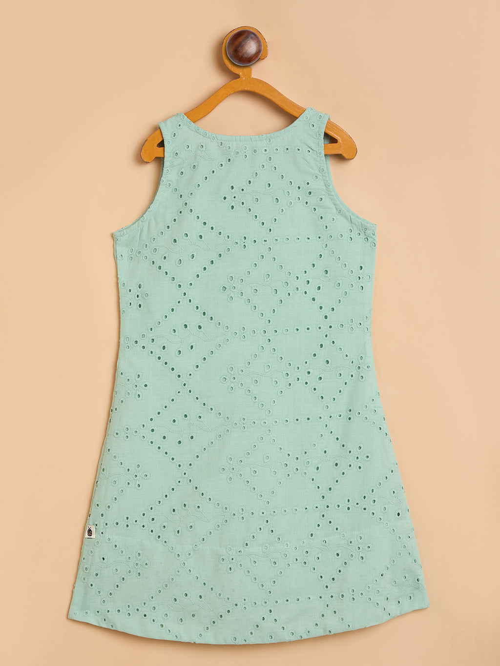 Girls Knee Length Solid Dress - Olive