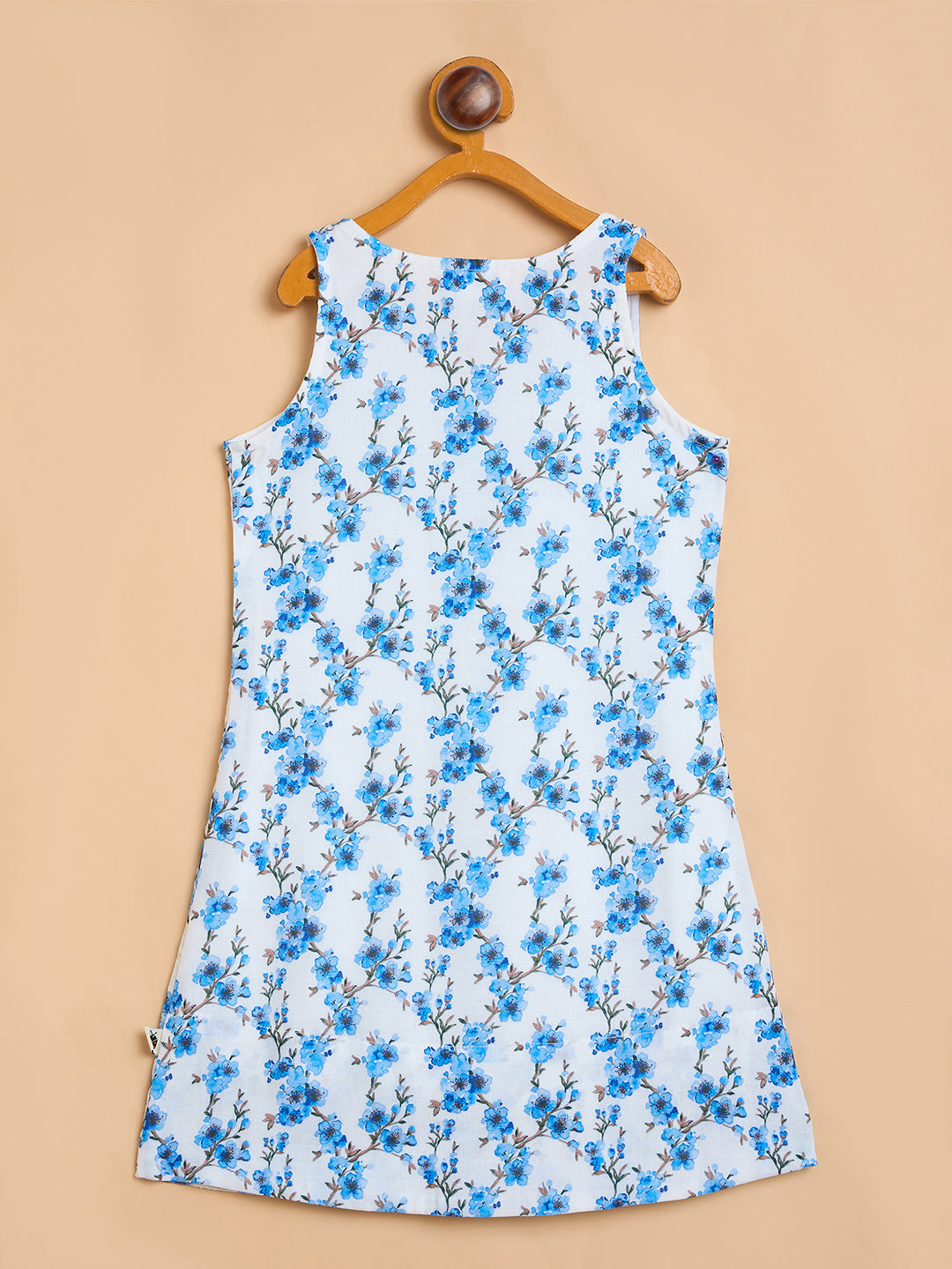 Girls Knee Length All over Print Dress - Blue