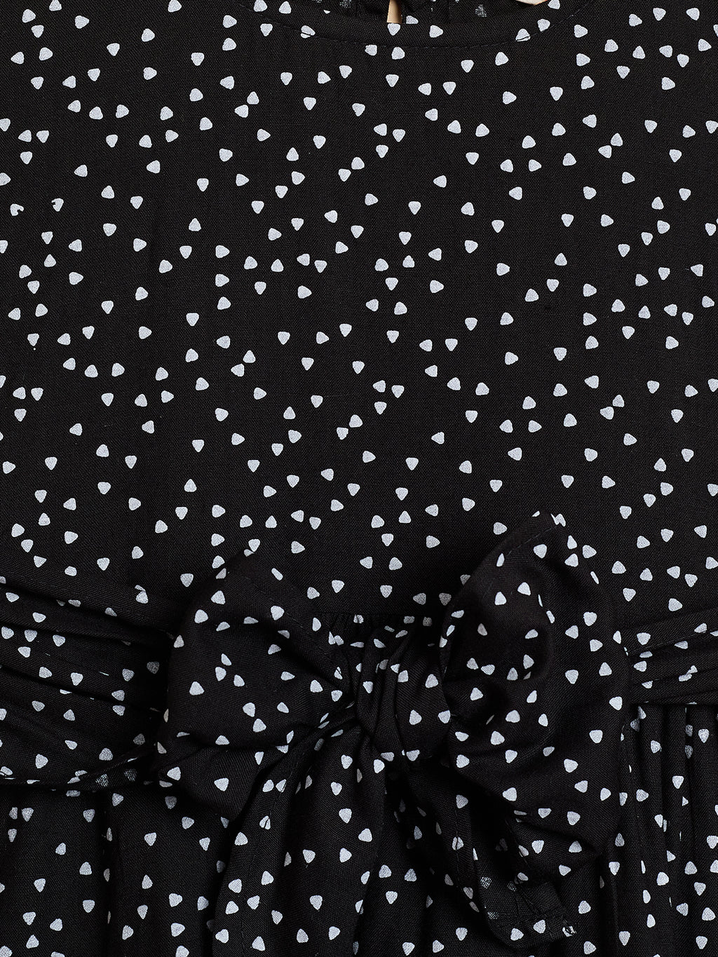 Girls Knee Length All over Print Dress - Black