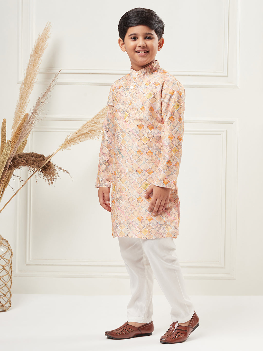 Boys Above Knee Printed Kurta Set - Multi