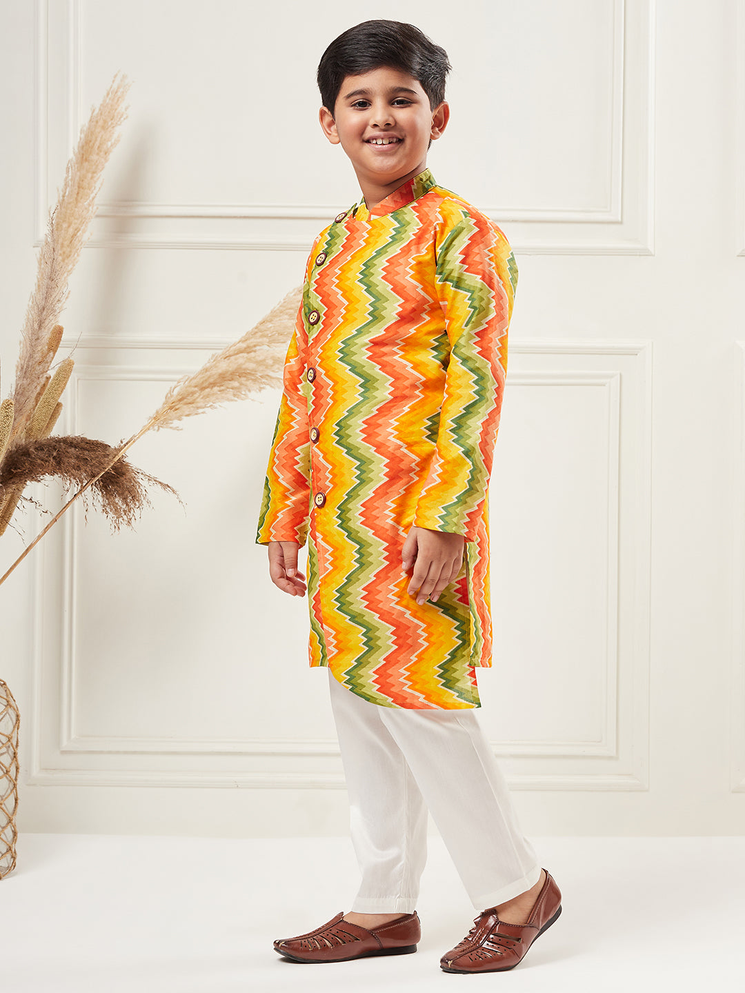 Boys Above Knee Printed Kurta Set - Multi