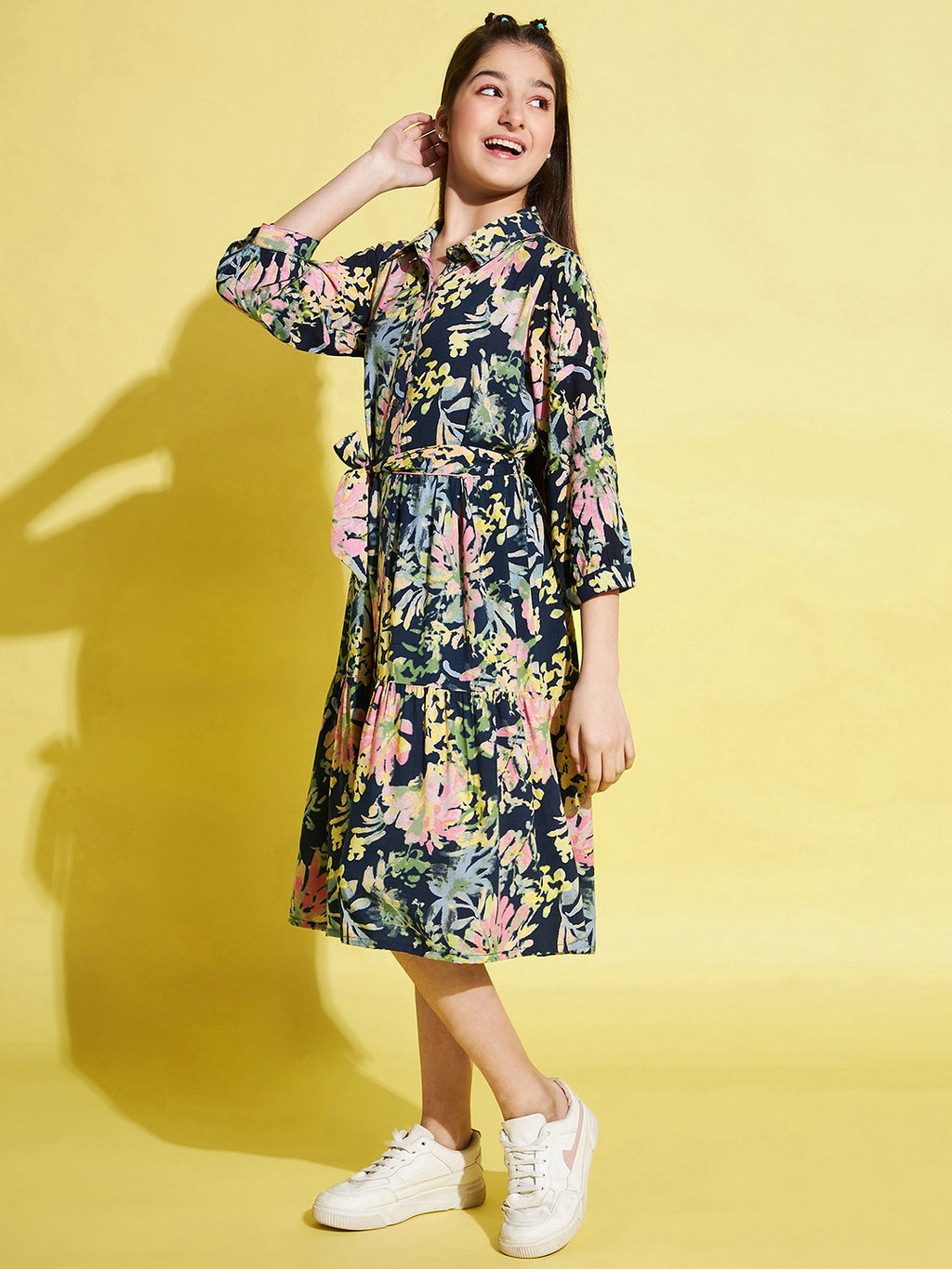 Girls knee length Dress - Black