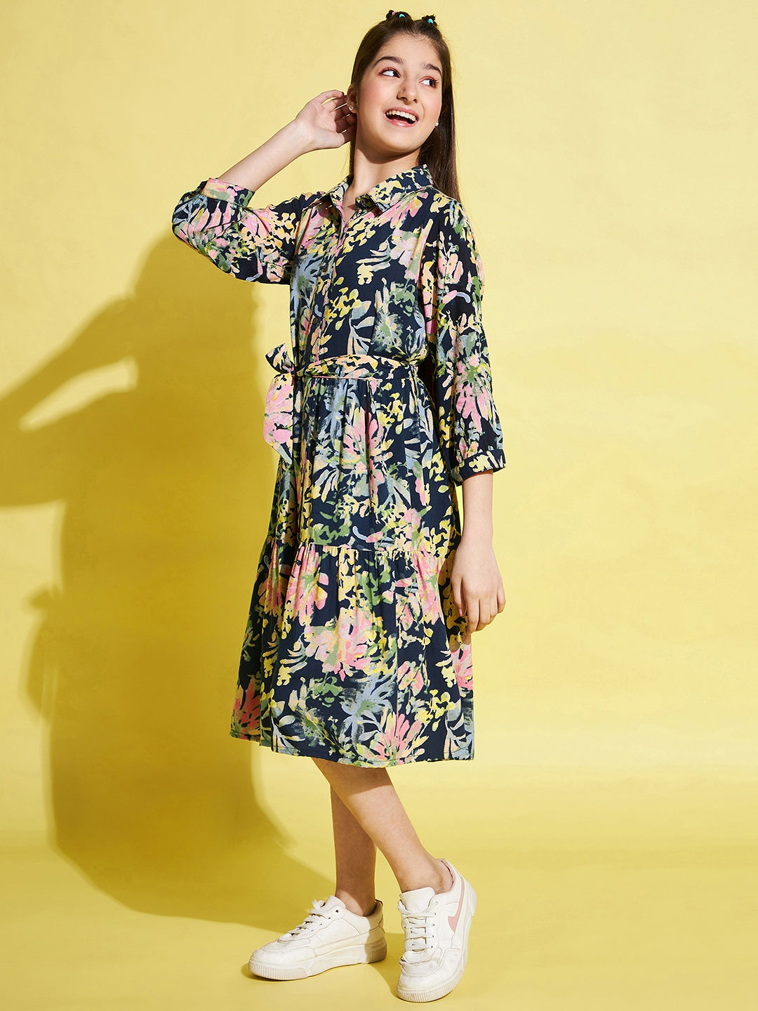 Girls knee length Dress - Black