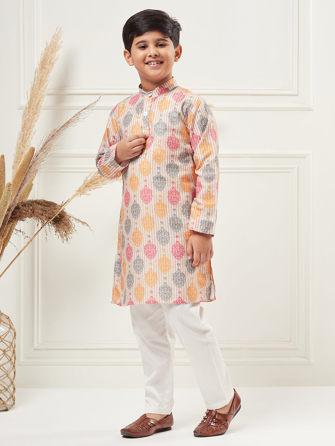 Boys Above Knee All over print Kurta Set - Multi