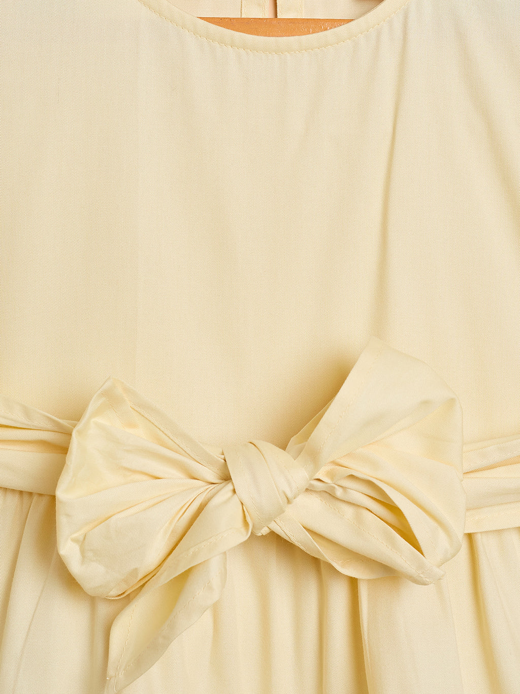 Girls Knee Length Solid Dress - Yellow