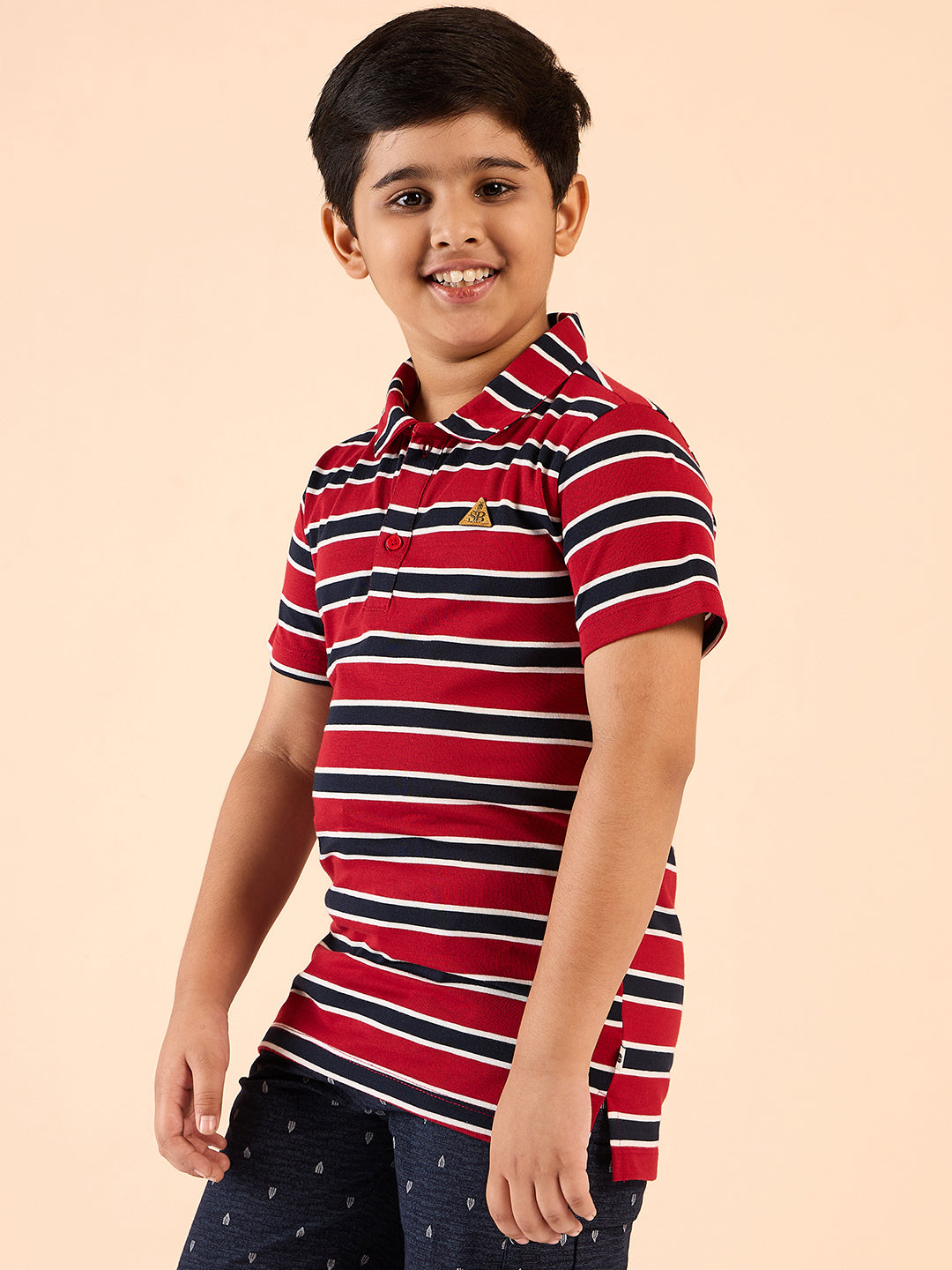 Boys Waist Length Printed T-shirt - Red