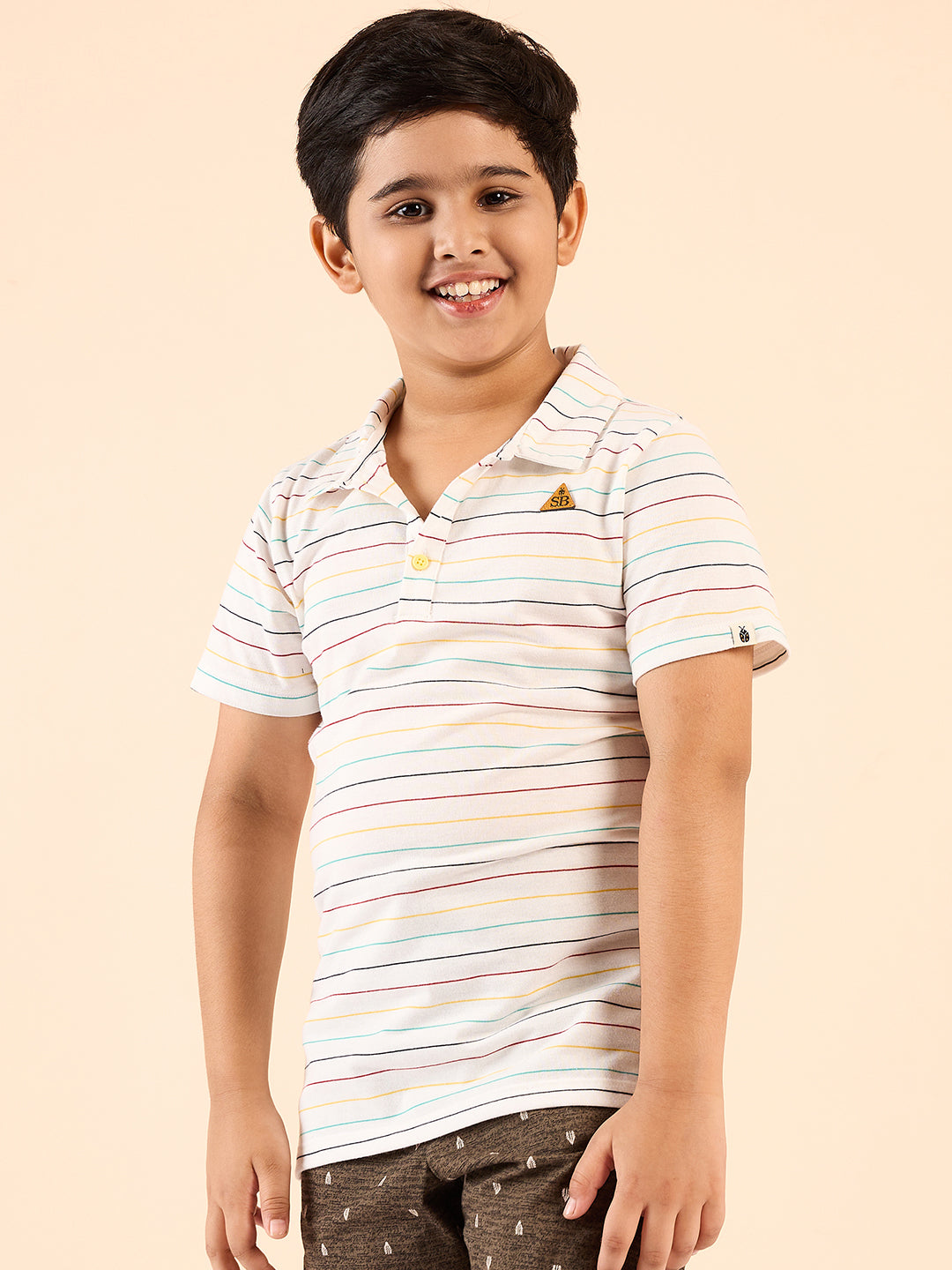 Boys Waist Length Printed T-shirt - White
