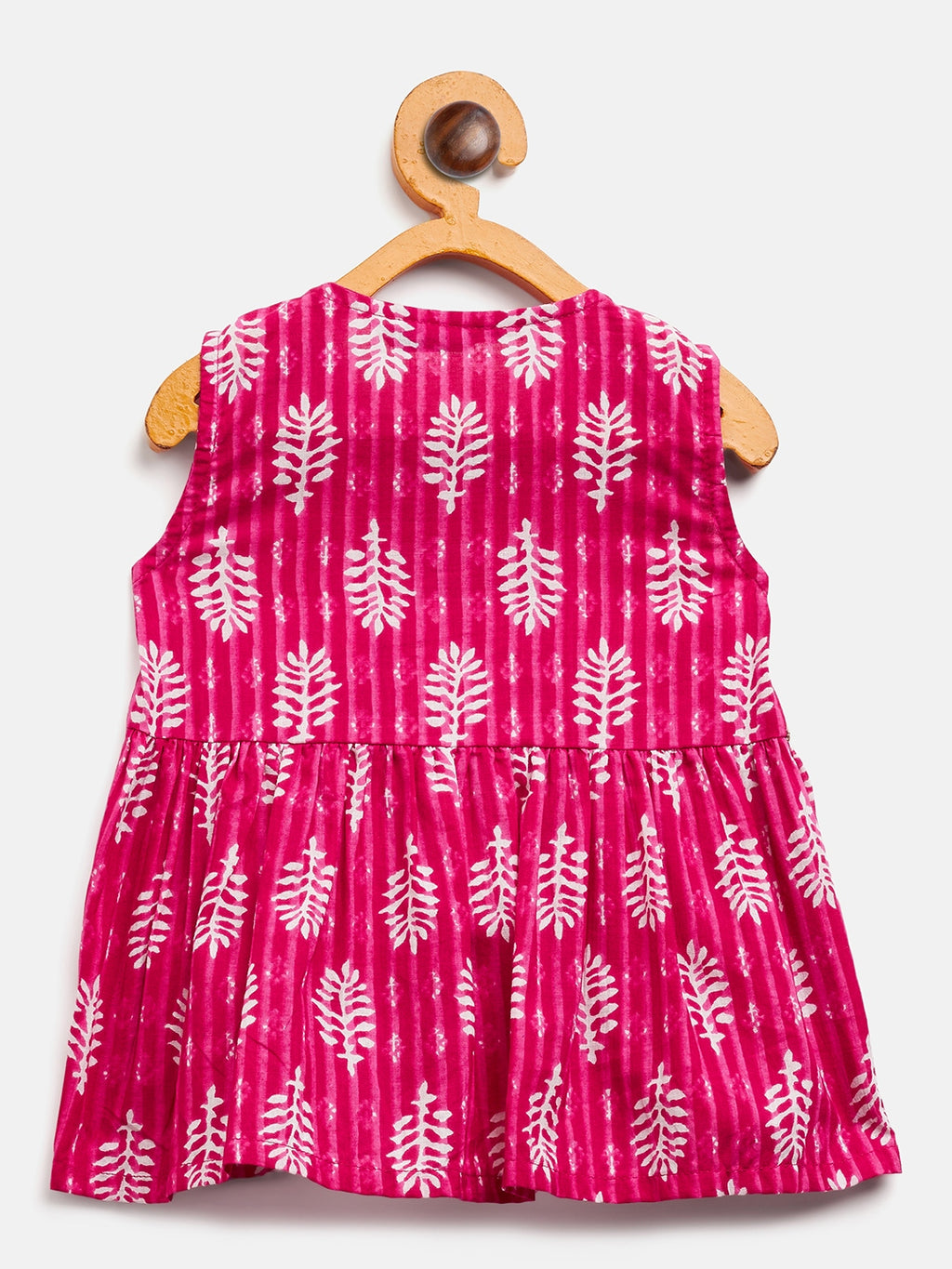 Girls Above Knee Printed Kurti Set - Pink