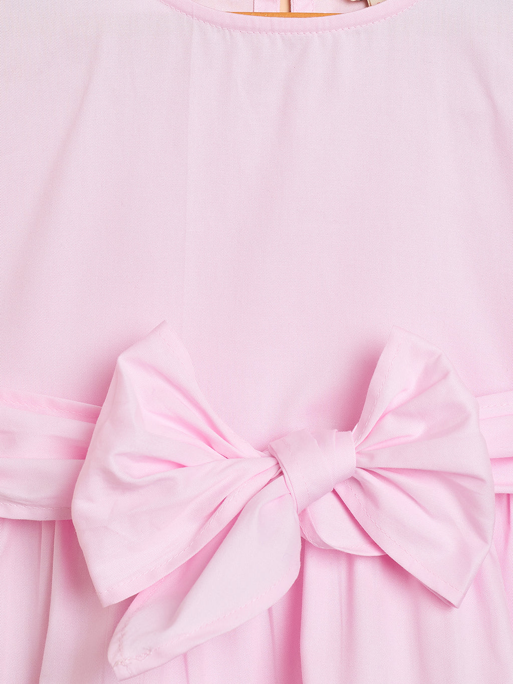 Girls Knee Length Solid Dress - Pink