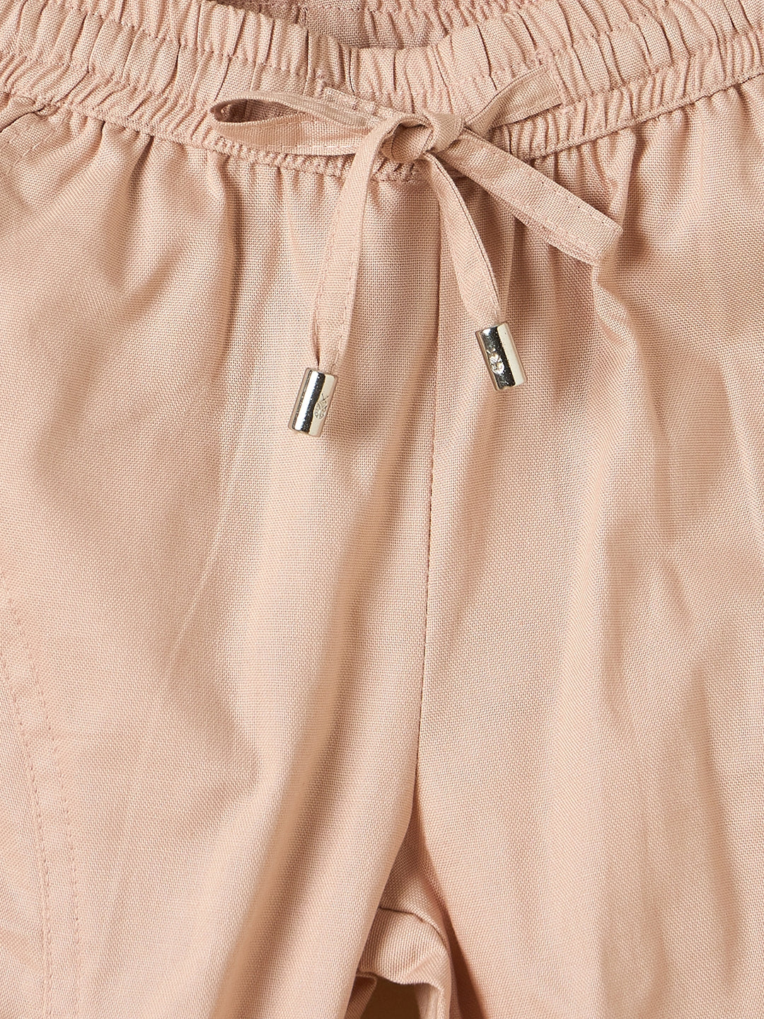 Unisex Ankle Length Solid Cargo Pants - Peach