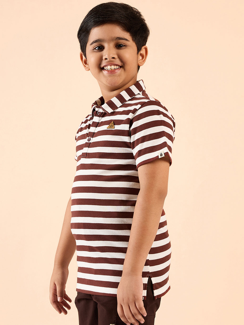 Boys Waist Length Printed T-shirt - Brown