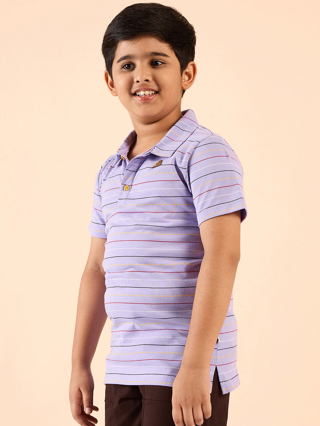 Boys Waist Length Printed T-shirt - Lavender