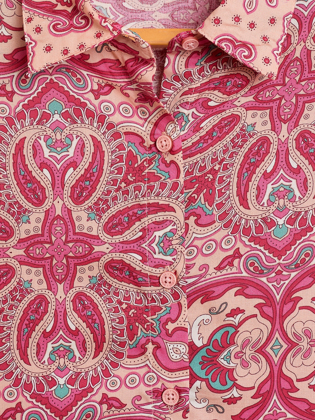 Girls Waist Length All over Print Top - Pink