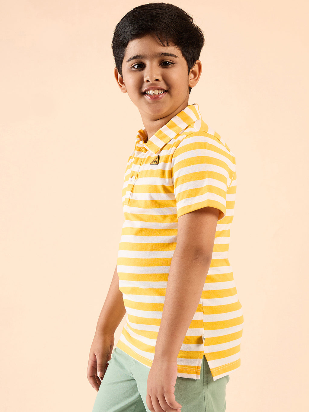 Boys Waist Length Printed T-shirt - Yellow