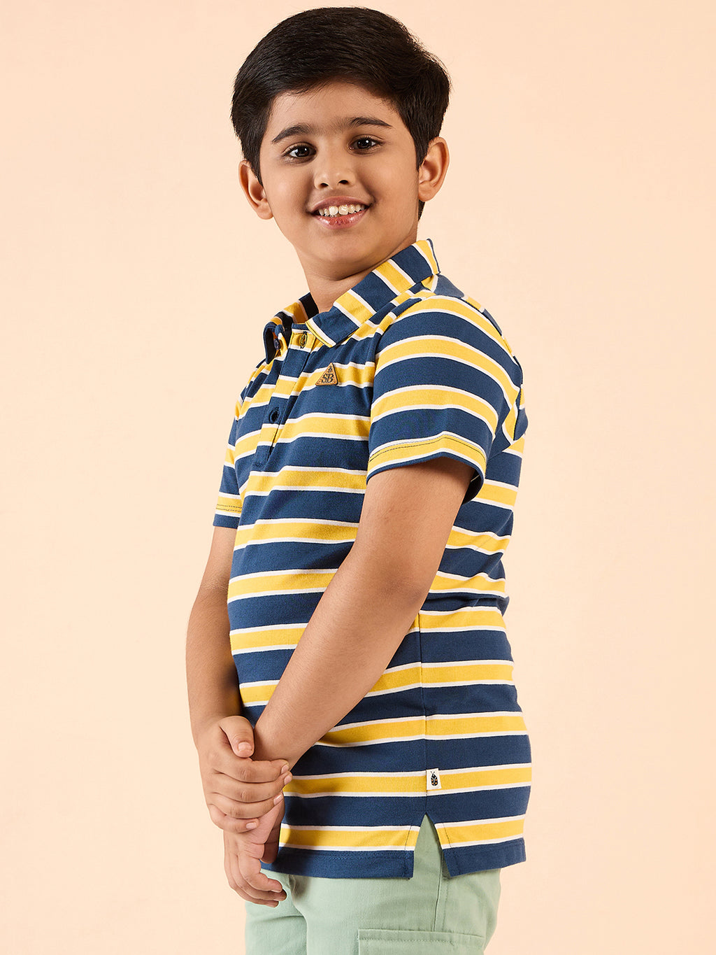 Boys Waist Length Printed T-shirt - Navy Blue