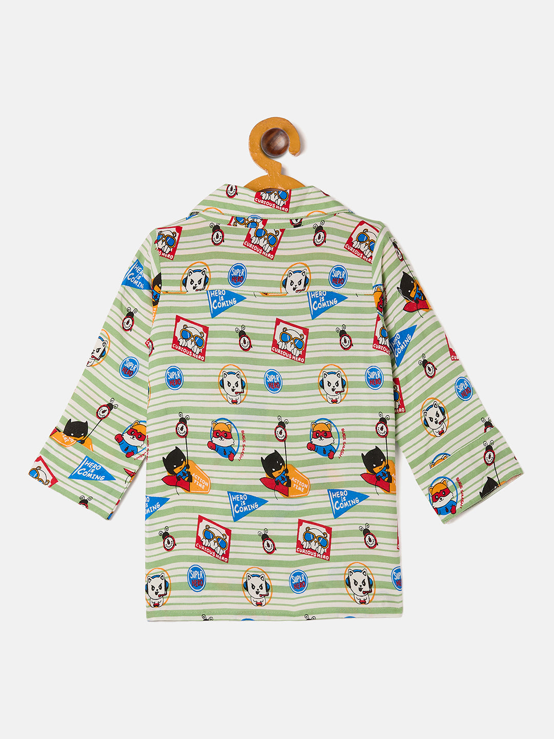 Boys Ankle Length Printed Night Suit - Off-White