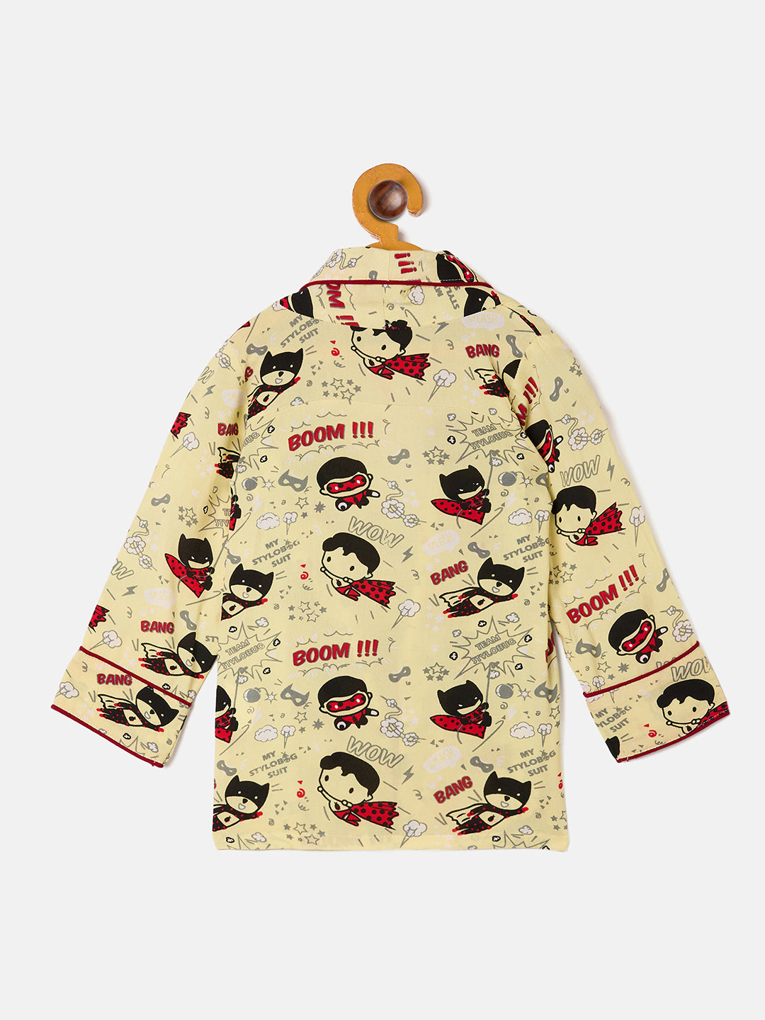 Boys Ankle Length Printed Night Suit - Yellow