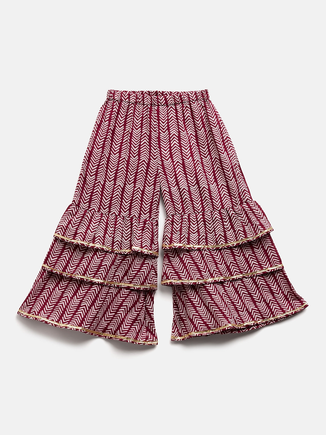 Girls Above Knee Printed Kurti Set - Purple