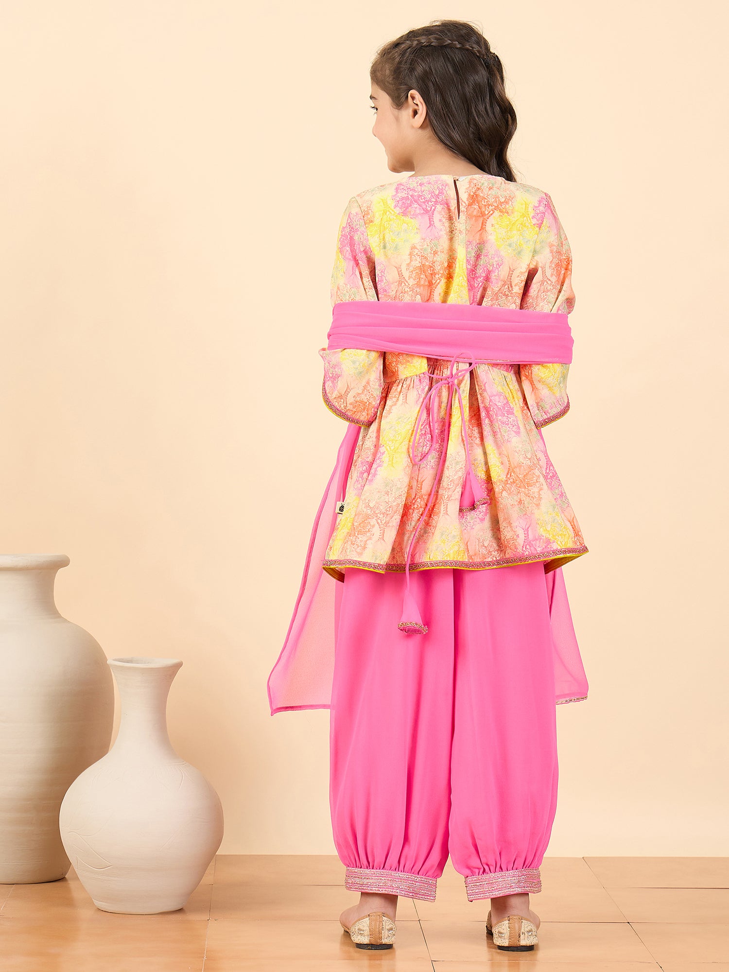 Girls Full Length All over Print Kurti Set - Multi