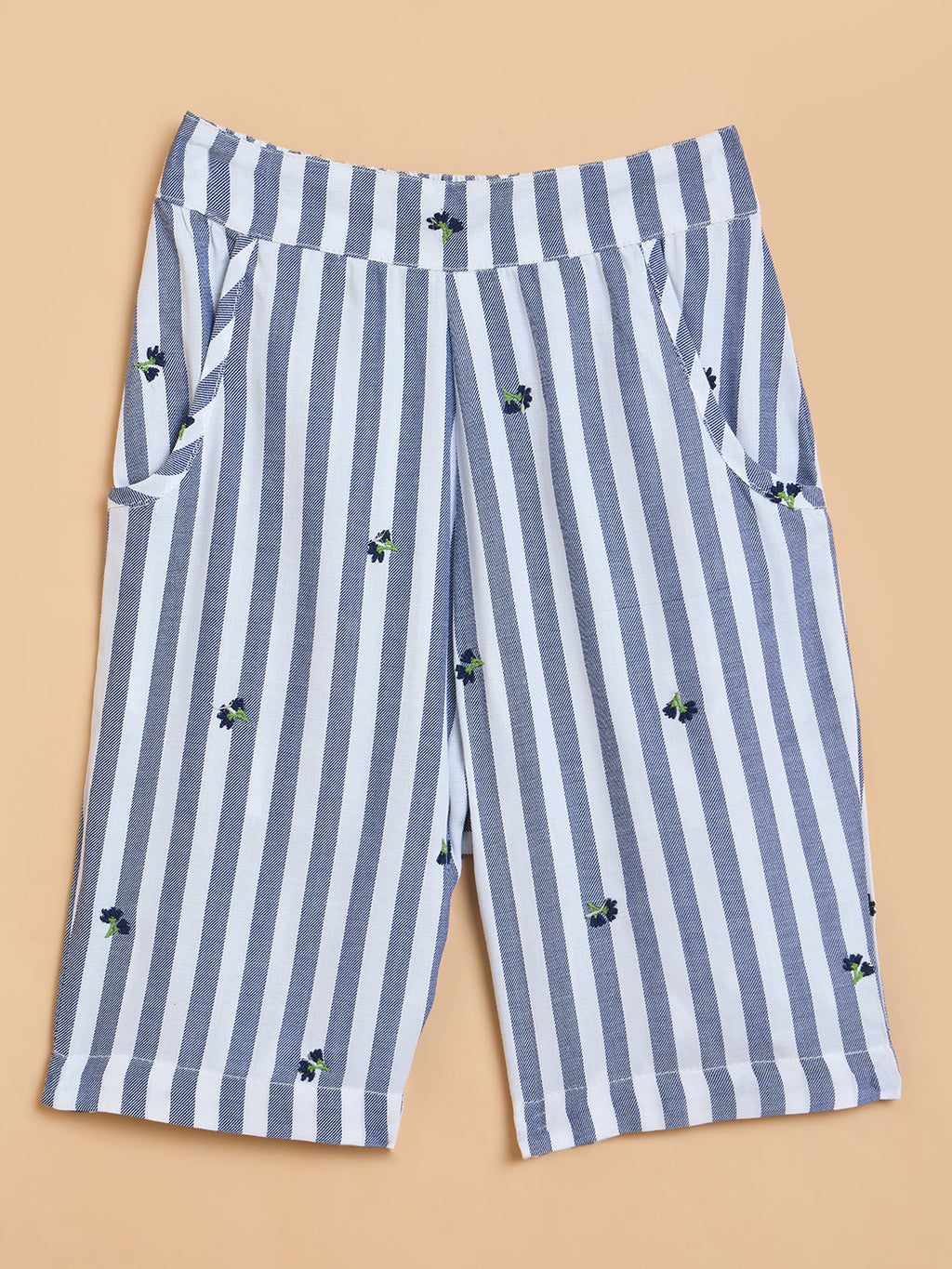 Girls Below Knee All over Print Top with Capris - Blue