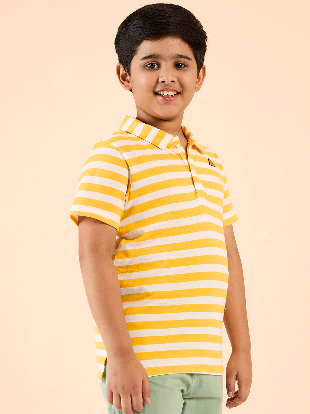 Boys Waist Length Printed T-shirt - Yellow