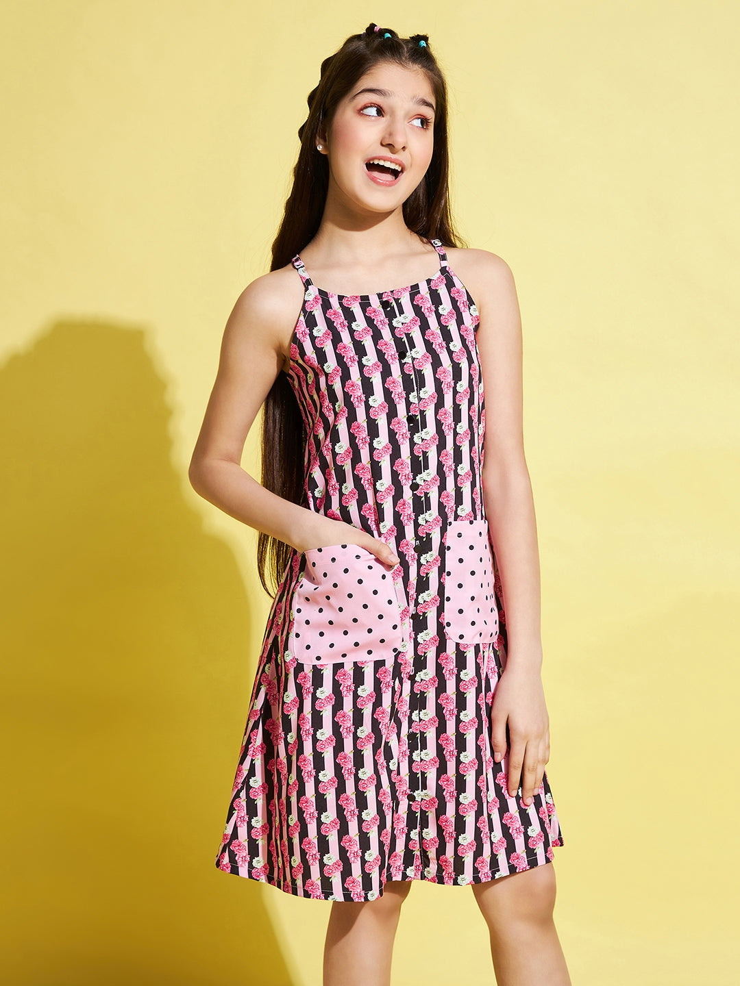 Girls Mid Thigh Dress - Pink