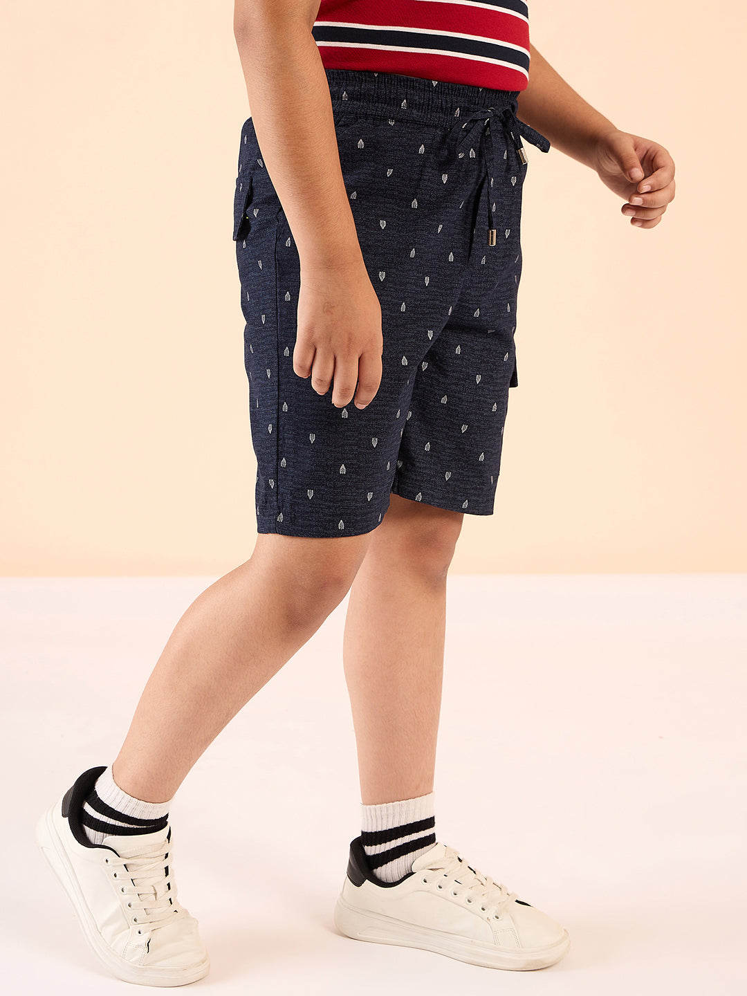 Boys Mid Thigh All over Print Shorts - Black